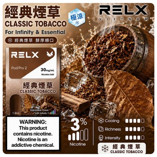 RELX 煙草風味煙彈實測｜還原自然煙草